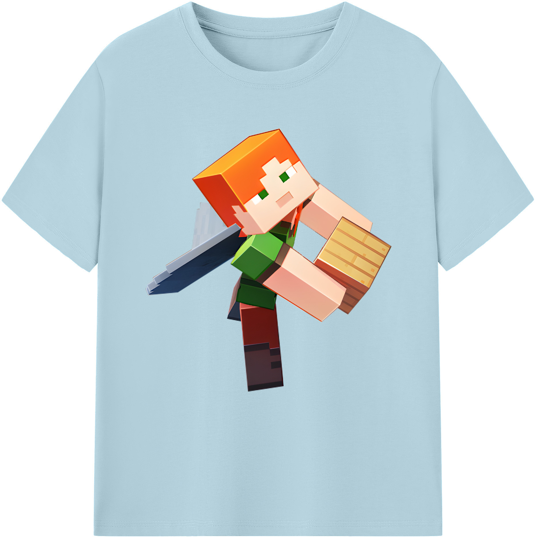（画像用） マインクラフト ブロックの世界 Minecraft MC Block world 綿100％半袖Tシャツ（フロントプリント）